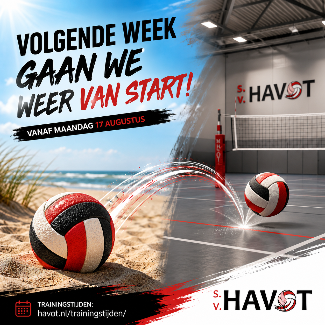 Trainingen volleybal en badminton bij s.v. Havot starten weer!